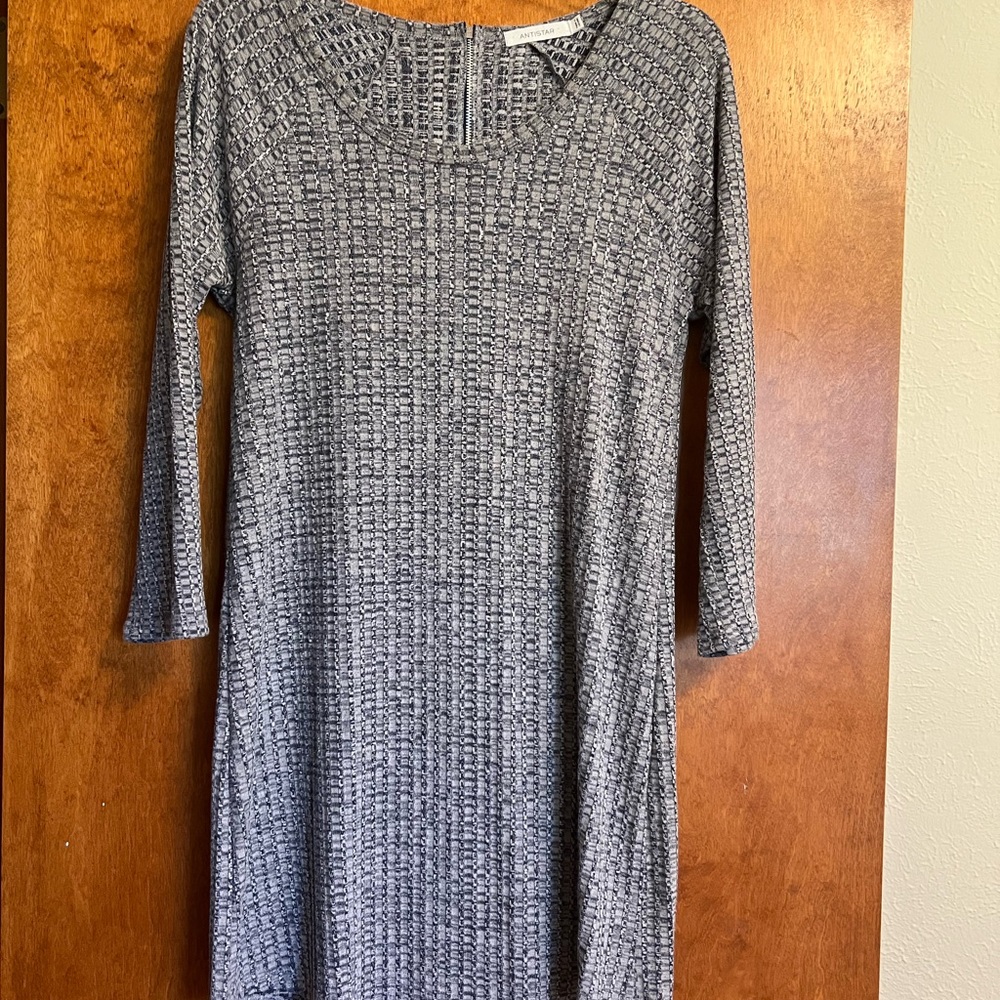 Essential Grey Knit Women's Dress - 3/4 Sleeve